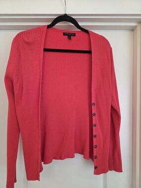 Banana Republic Vibrant Coral Ribbed Button Cardigan